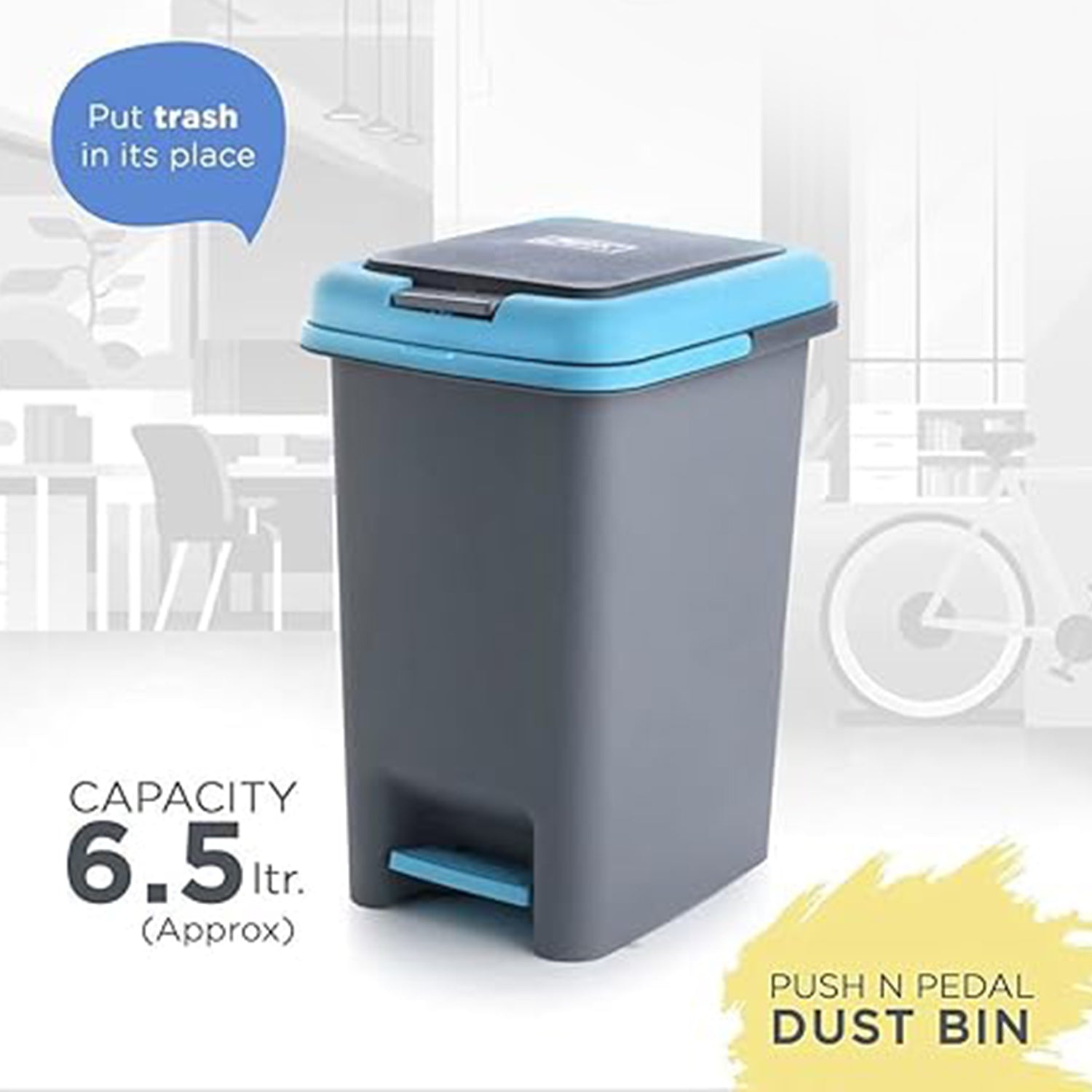Apex Plastic Push N Pedal Dust Bin | Hands-Free Operation, Compact Design 6.5 Liters (1 Pc / Mix Color) Apex Plastic Push N Pedal Dust Bin | Hands-Free Operation, Compact Design 6.5 Liters (1 Pc / Mix Color)